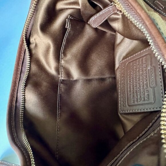 COACH Signature Hobo Brown Leather Trim Shoulder Handbag - Picture 4 of 11